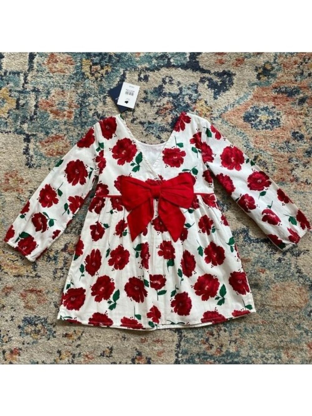 Crown and Ivy Holiday Floral Bow Dress